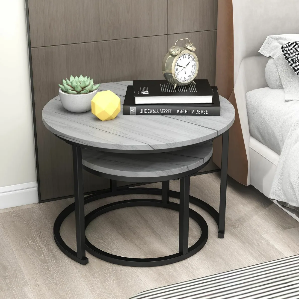 Round Coffee Table Set of 2 Nesting Side for - Image 4