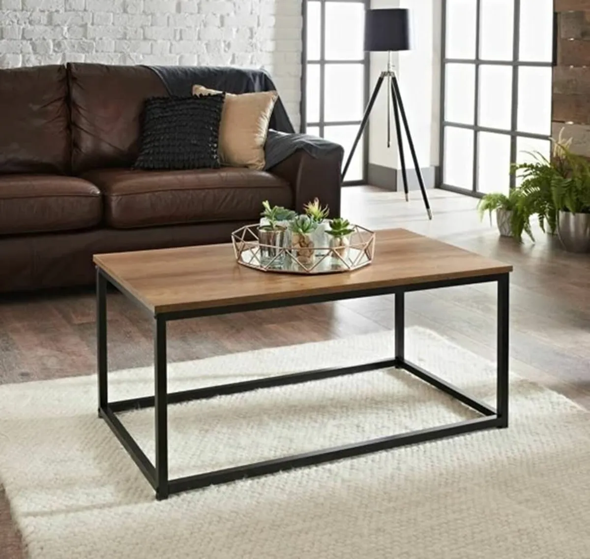 Tromso Coffee Table with Dark Wood Top and Black