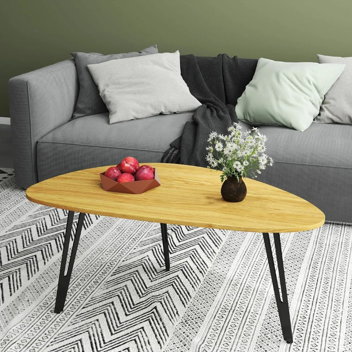 Modern Oval Coffee Table Oak - Scandinavian Style - Image 2
