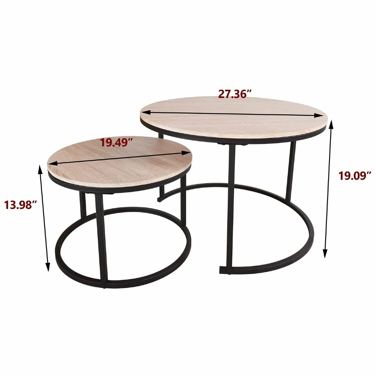 Round Nesting Coffee Table Modern Side Set of 2 - Image 2