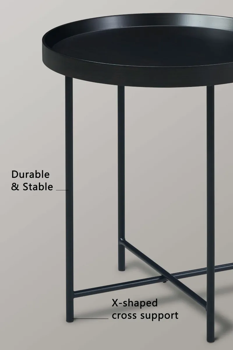 Round Side Table Living Room with Smooth Lacquered - Image 2