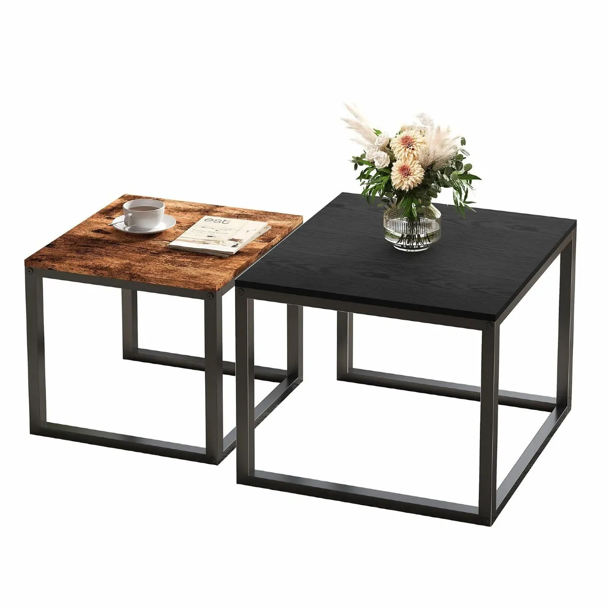 Square Coffee Table Set of 2 Nesting Tables for - Image 3