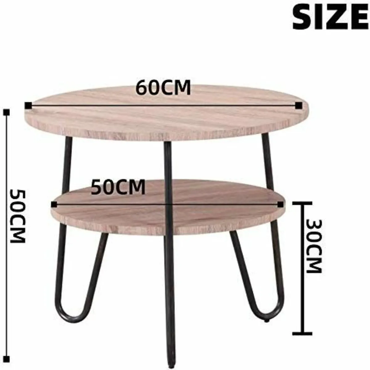 Round Coffee Table Modern Side with 2 Tier - Image 2