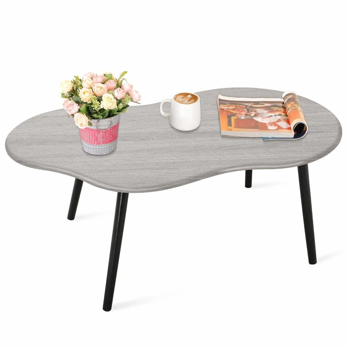 Farmhouse Coffee Table Rustic Grey Cloud Shape - Image 1