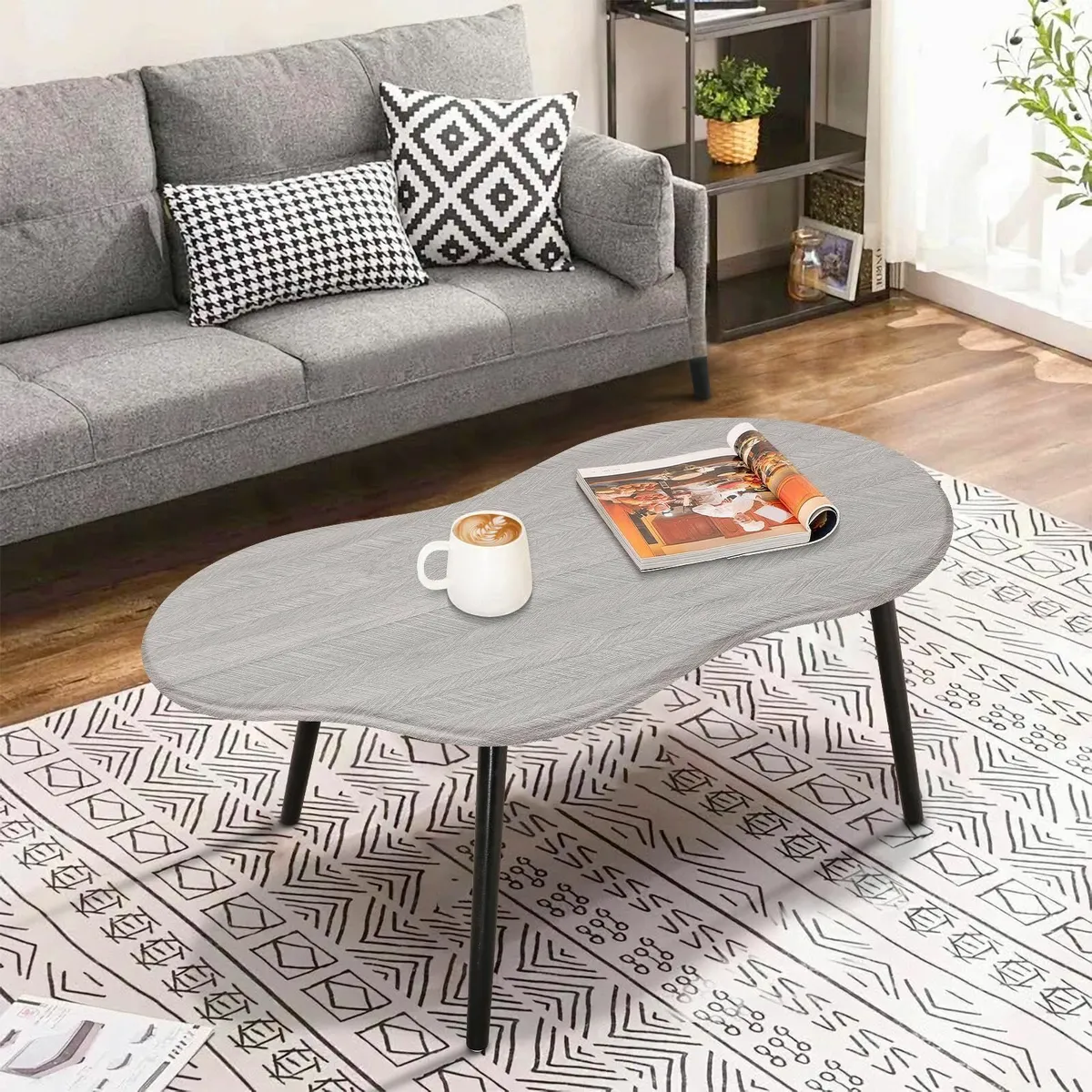 Farmhouse Coffee Table Rustic Grey Cloud Shape - Image 2