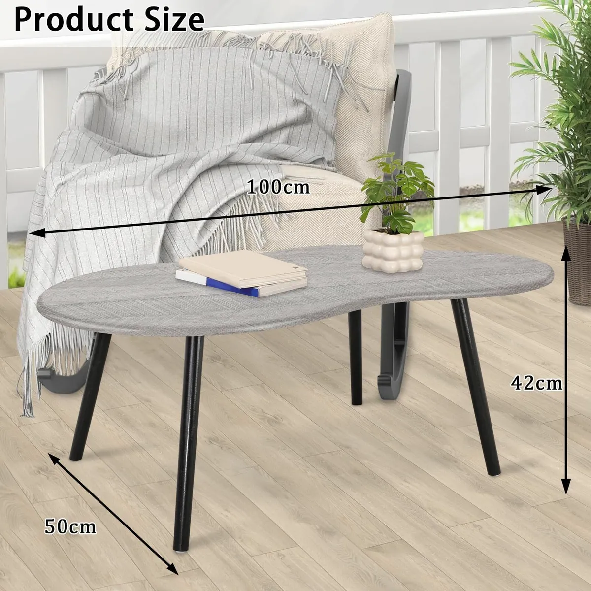 Farmhouse Coffee Table Rustic Grey Cloud Shape - Image 3