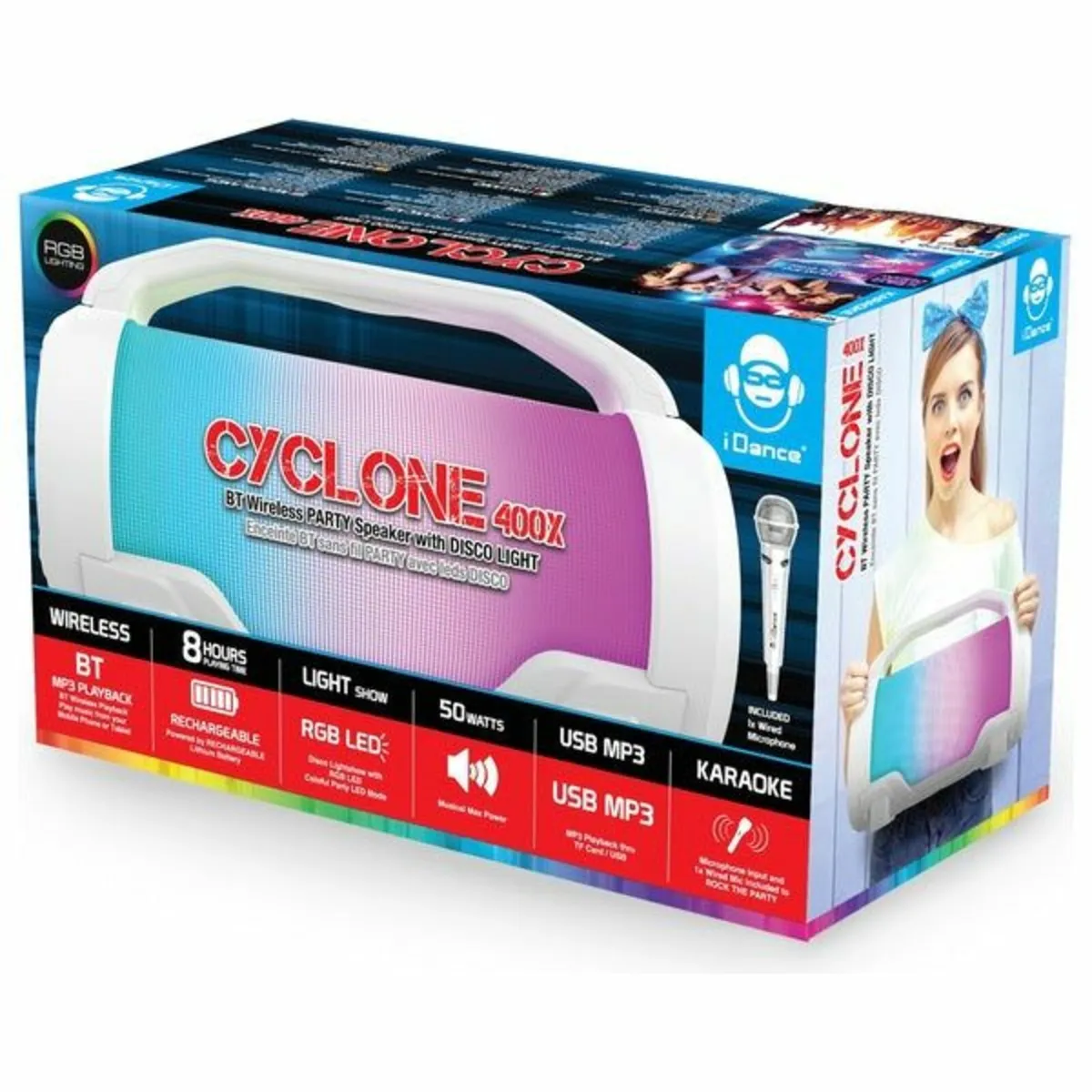 iDance Cyclone 400X Bluetooth Party Speaker+Lights - Image 1