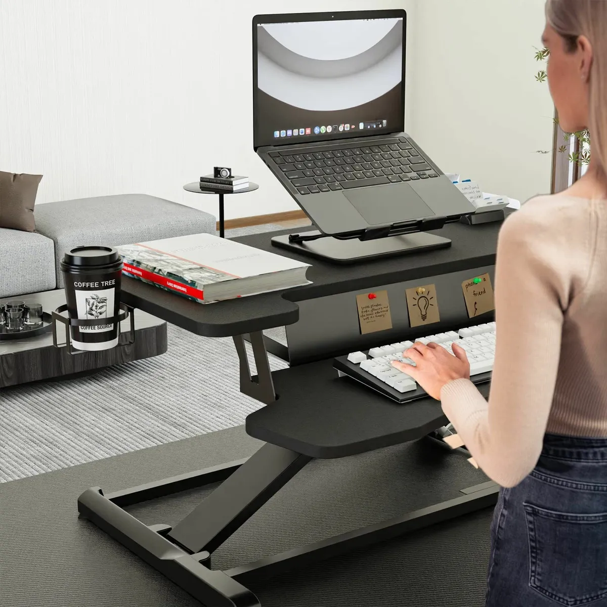Standing Desk Converter 32'' Dual Tiered Sit-Stand - Image 2