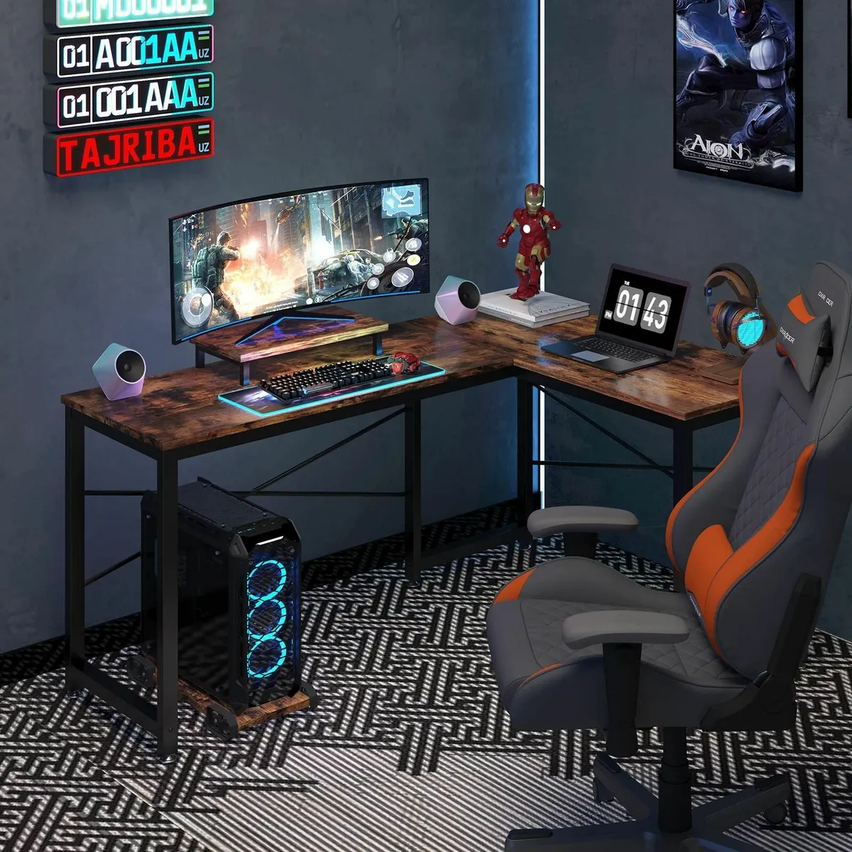 Computer Desk L Shaped with Large Desktop Corner - Image 4