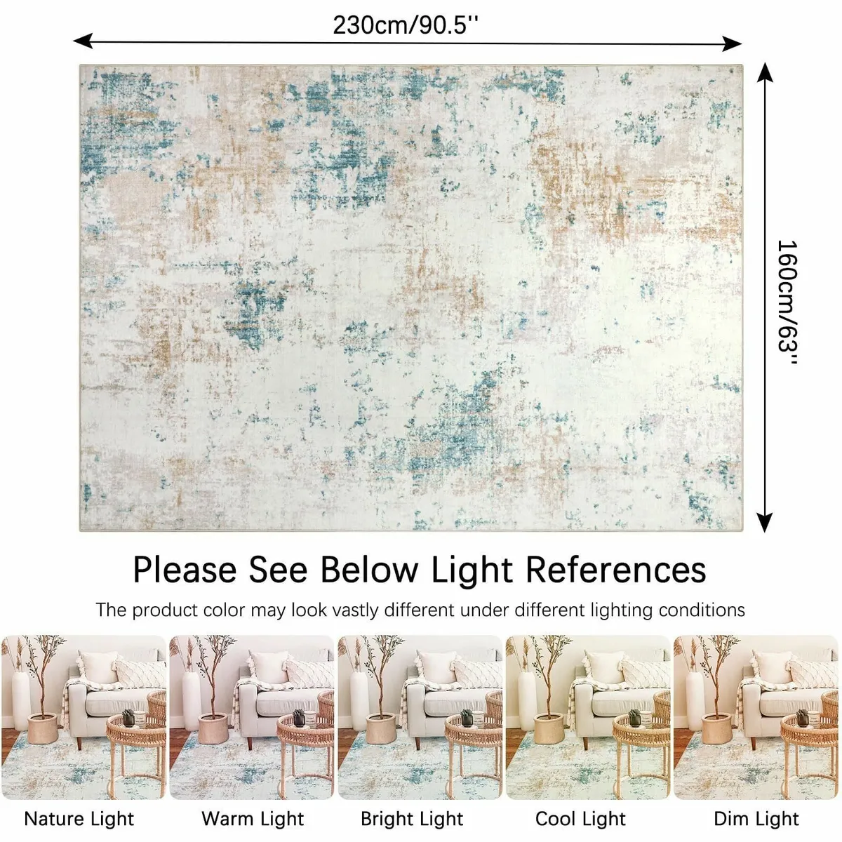 Extra Large Rugs for Living Room 160x230cm Beige - Image 2