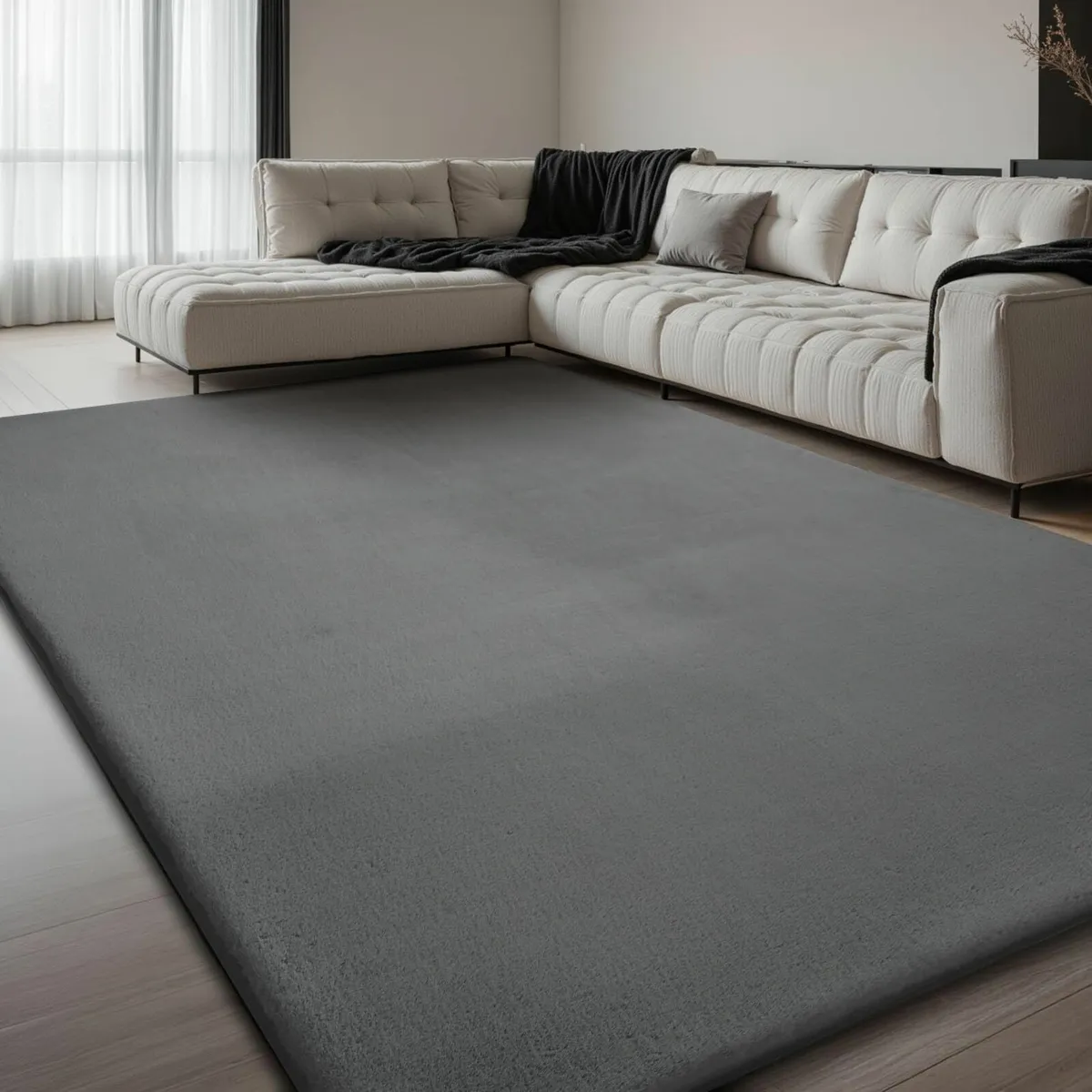 Rugs Living Room - Grey Area for Bedroom Faux - Image 3