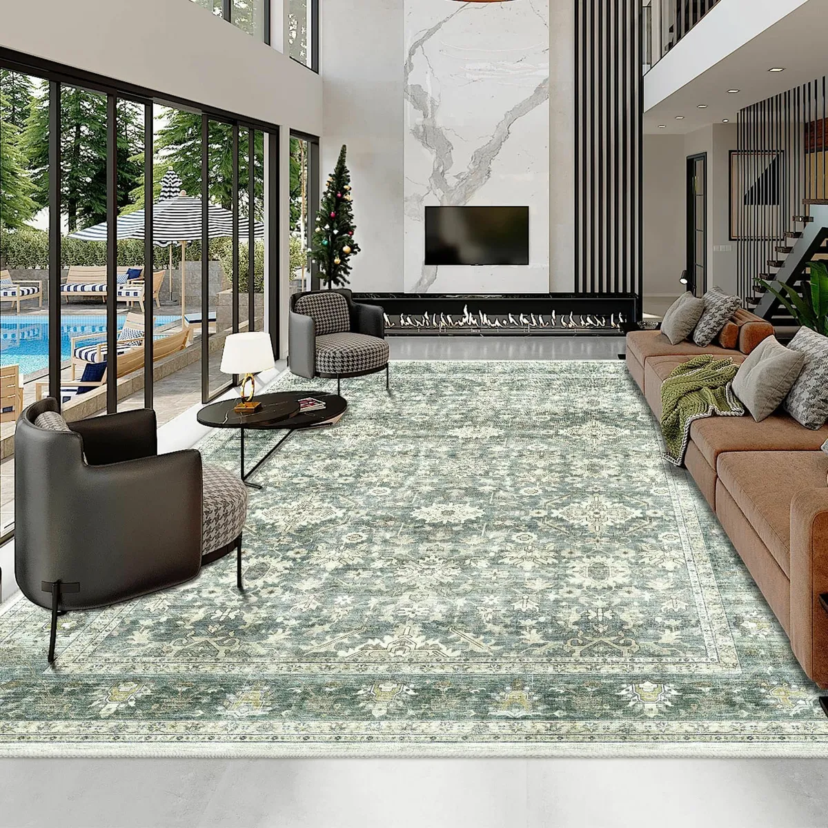 Vintage Area Rug for Living Room - Machine - Image 2