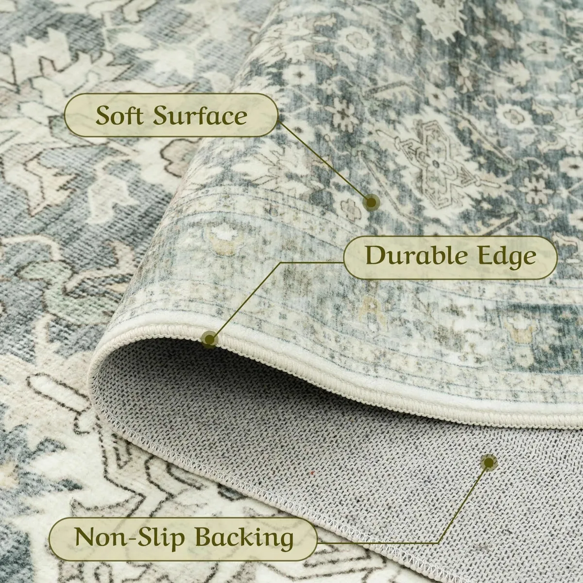 Vintage Area Rug for Living Room - Machine - Image 4