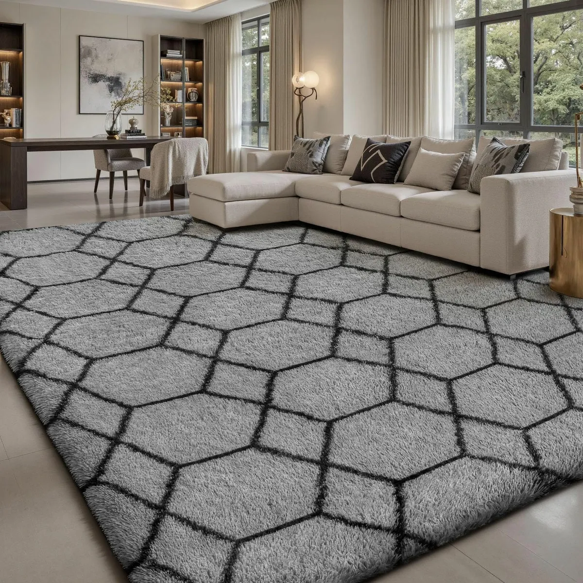 Rugs Living Room 200x290cm Grey Area for Bedroom - Image 1