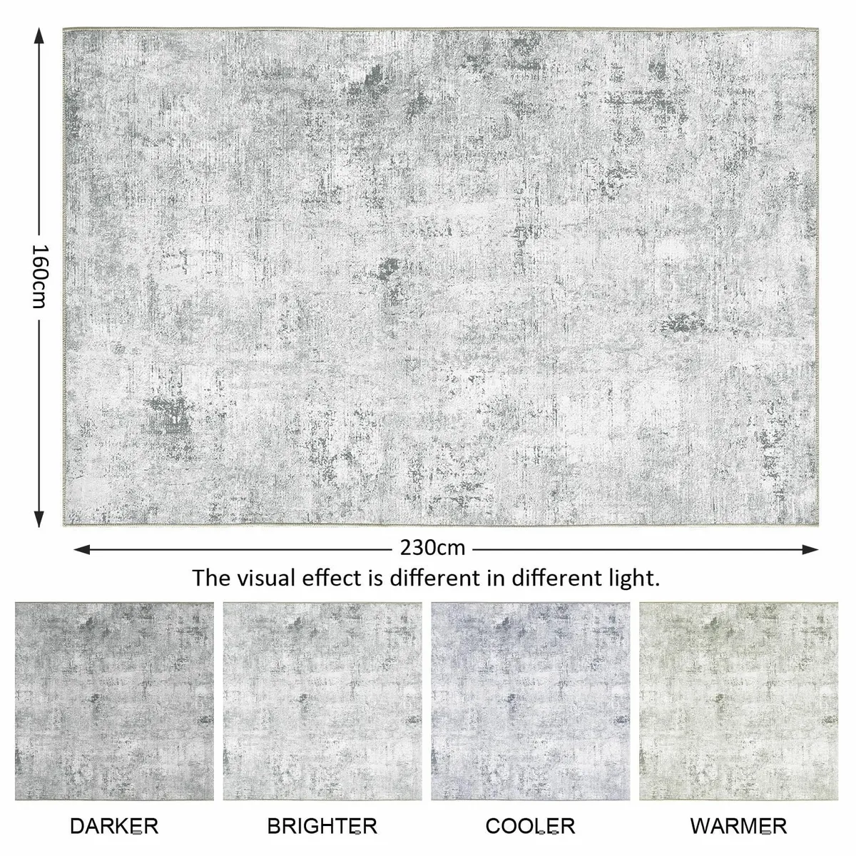 Washable Rugs Living Room Area Grey Modern - Image 2