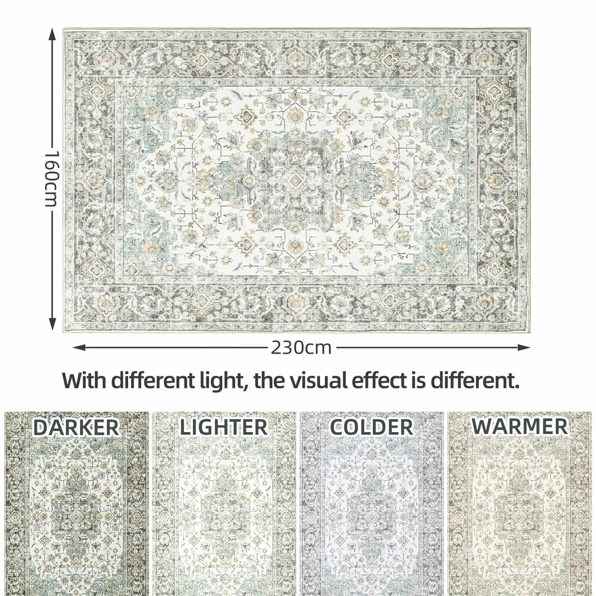 Rugs Living Room Large 160x230 cm Soft Low Pile - Image 2