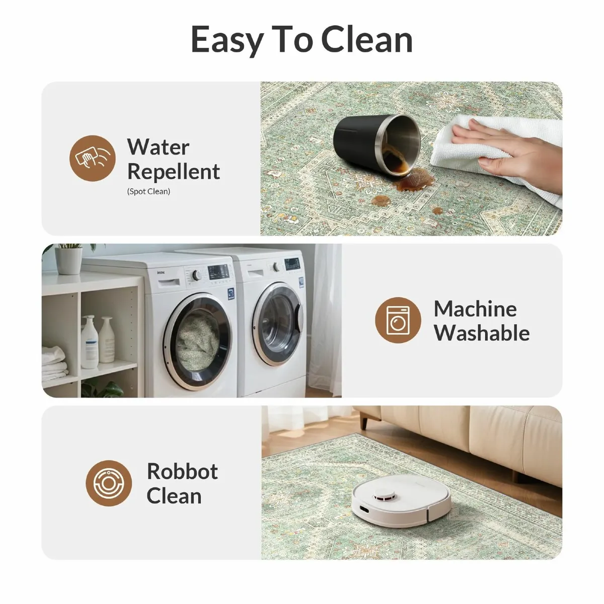 Rugs 120x170 cm Living Room Large Green Rug - Image 3