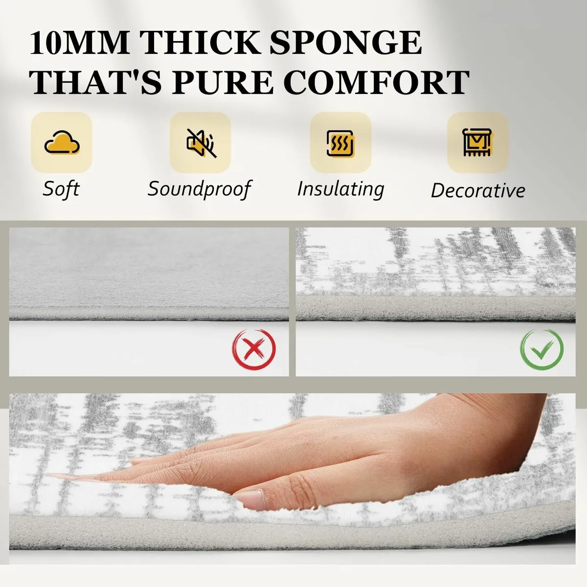 Modern Area Rug- Upgraded 10mm Thick Sponge for - Image 2