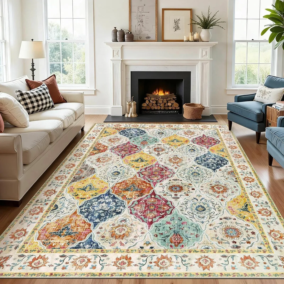 Vintage Washable Rugs Living Room Large 160x230 - Image 1