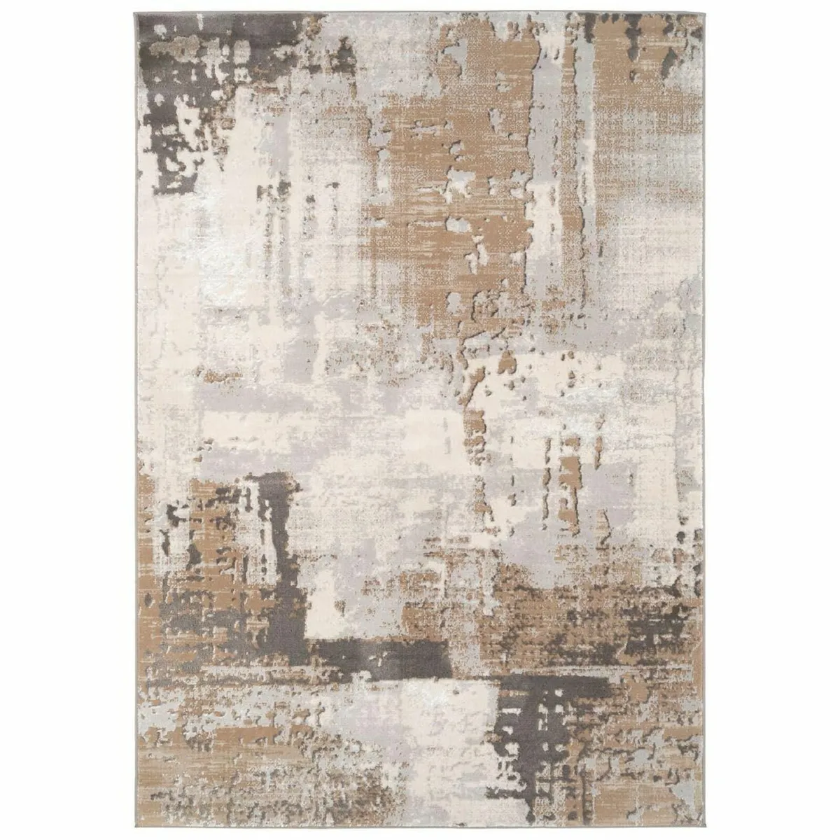Luxury Greige Painterly Living Room Area Rug - Image 1