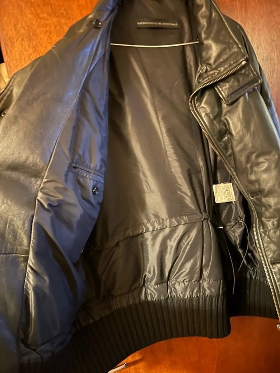 Ermanno Scevrino Mens Black Leather Puffer winter Jacket. Size 56( XL/XXL) - Image 4