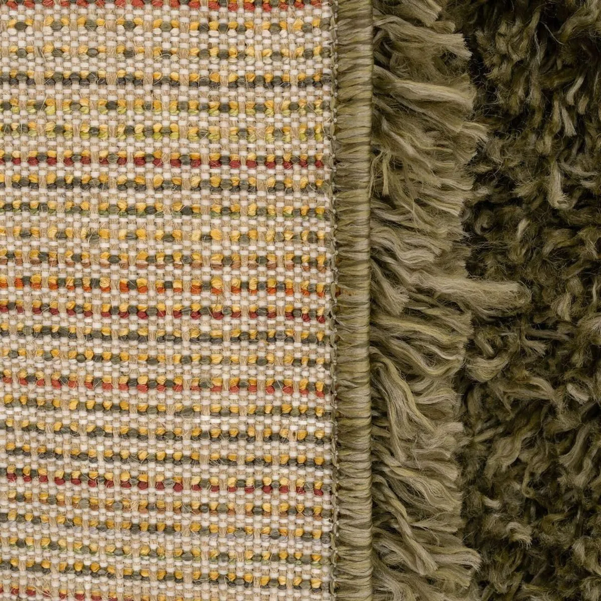 Super Soft Shaggy Olive Green Living Room Area - Image 3