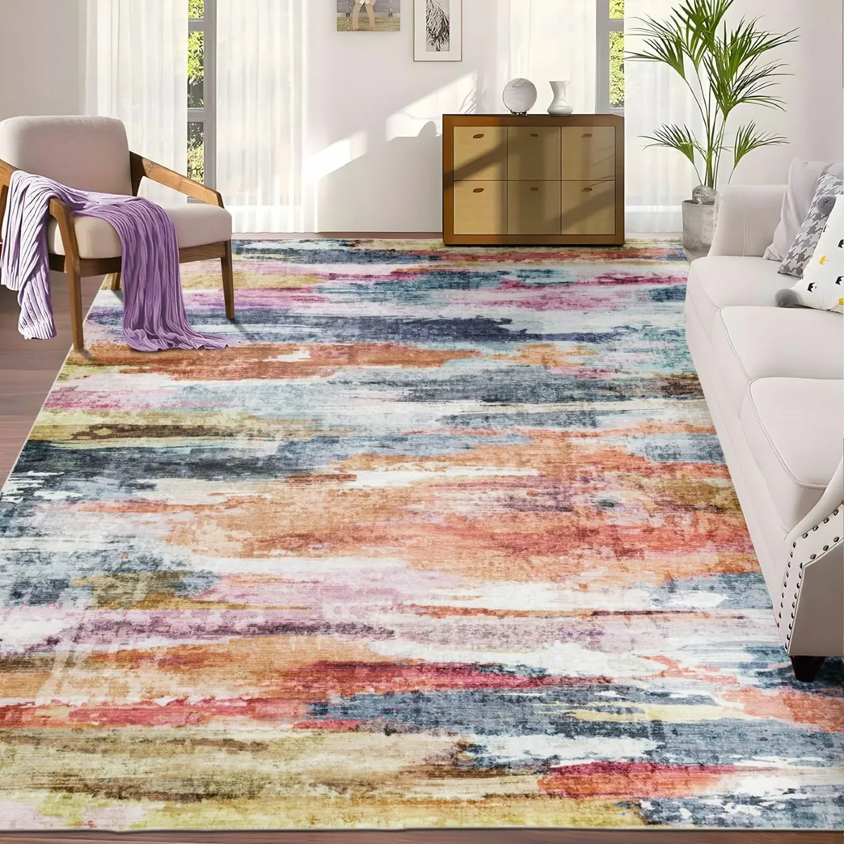GRAFFIT Washable Rugs for Living Room Modern - Image 1