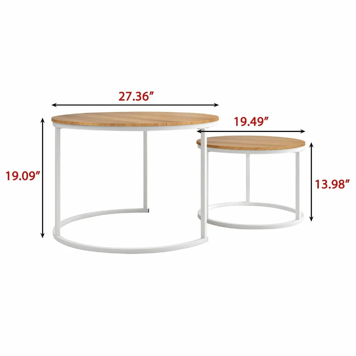 Round Nesting Coffee Table Set of 2 End Tables - Image 2