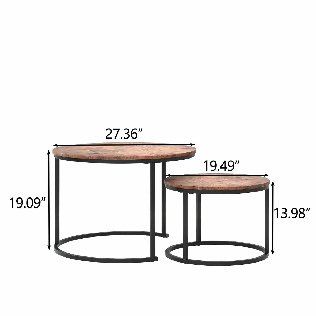 Round Nesting Coffee Table Set of 2 for Living - Image 3