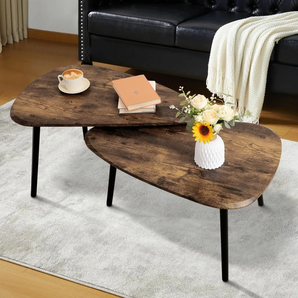 Irregular Nesting Coffee Tables Set of 2 Side - Image 1