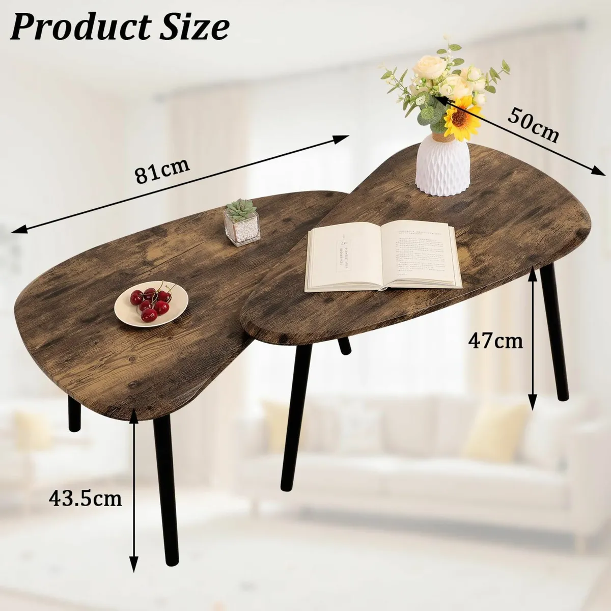 Irregular Nesting Coffee Tables Set of 2 Side - Image 2