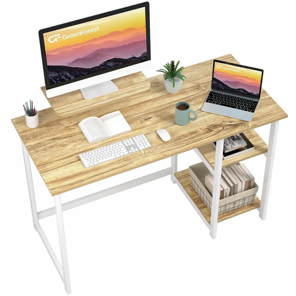 Office Desk with Monitor Stand 100cm Home - Image 1