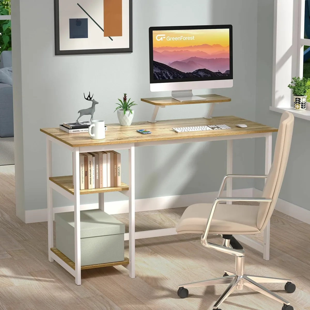 Office Desk with Monitor Stand 100cm Home - Image 2