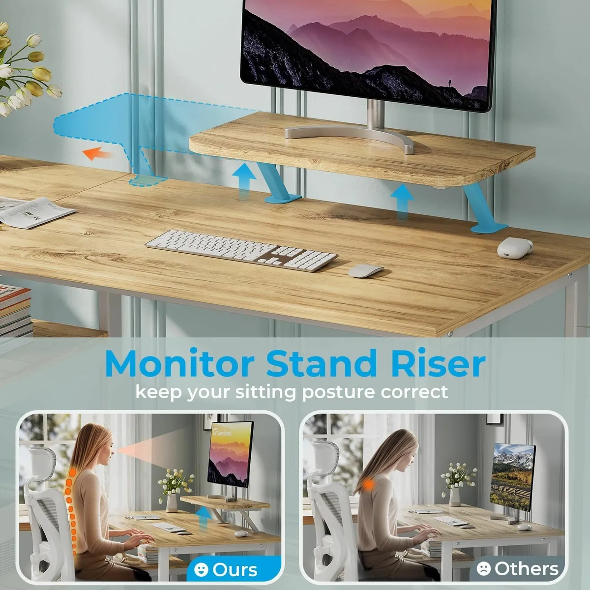 Office Desk with Monitor Stand 100cm Home - Image 4