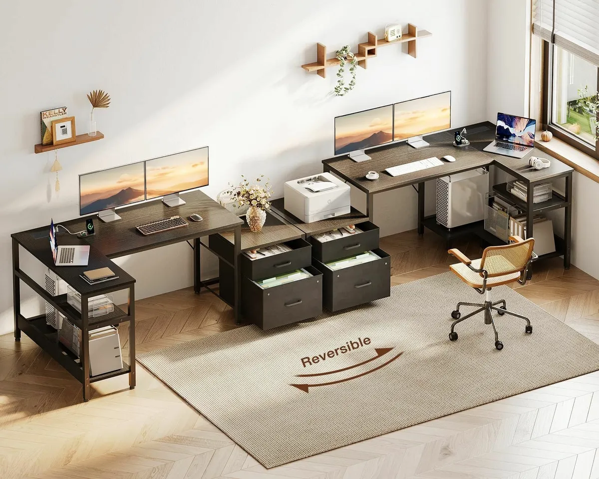 Corner Desk with Drawers 140x80 cm L Shaped - Image 2