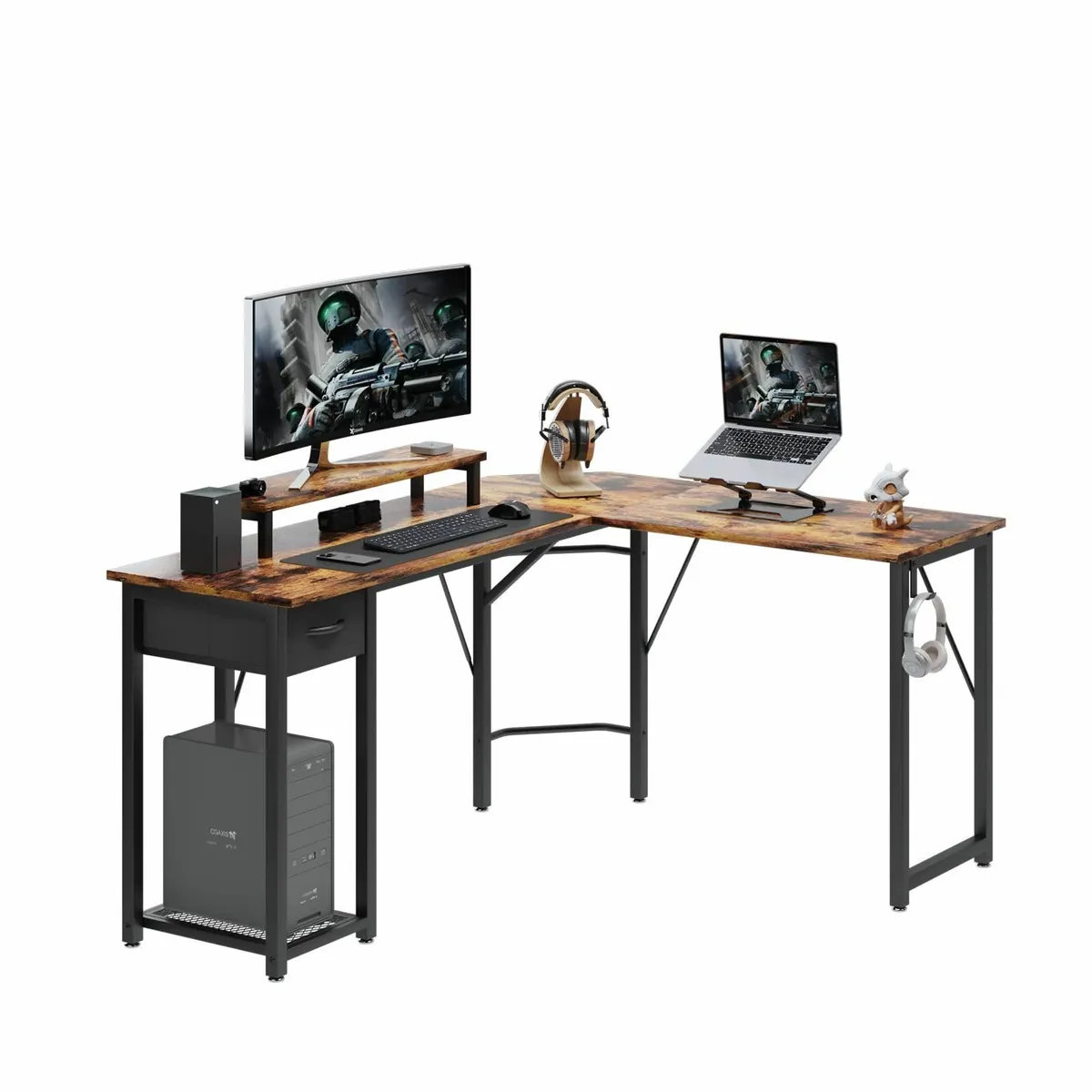 Computer desk L-shaped with Large Monitor Stand - Image 1