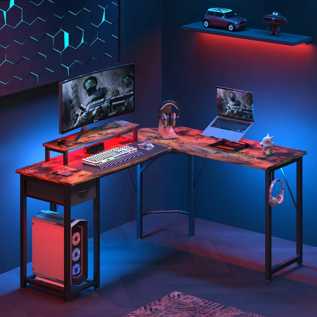 Computer desk L-shaped with Large Monitor Stand - Image 2