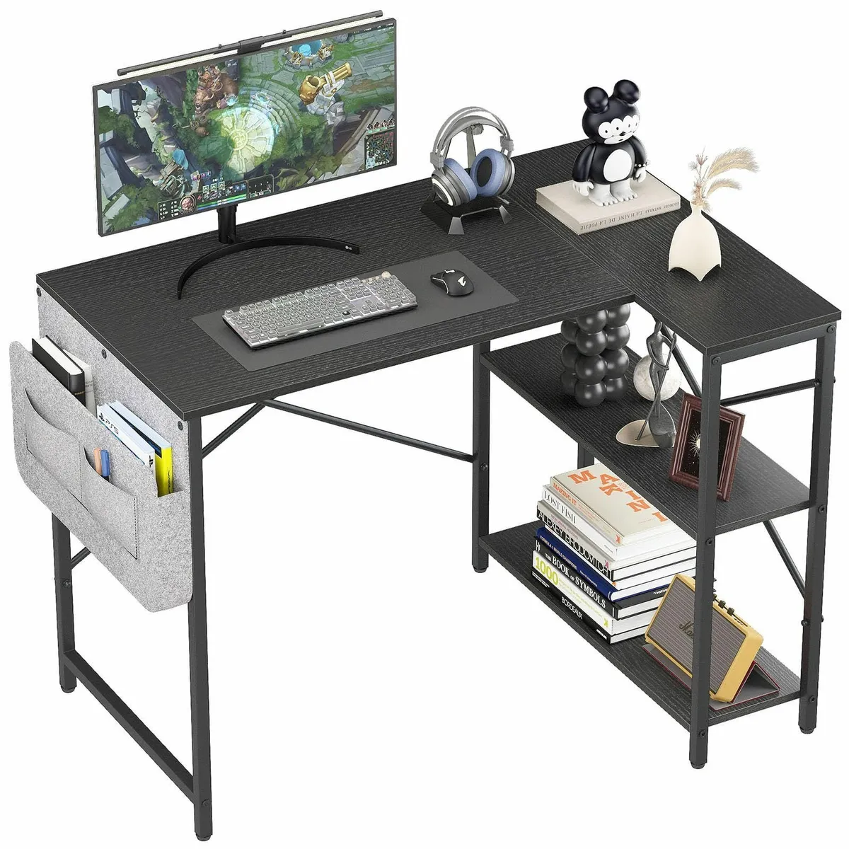 L Shaped Gaming Desk with Storage Bag 100x70 cm - Image 1