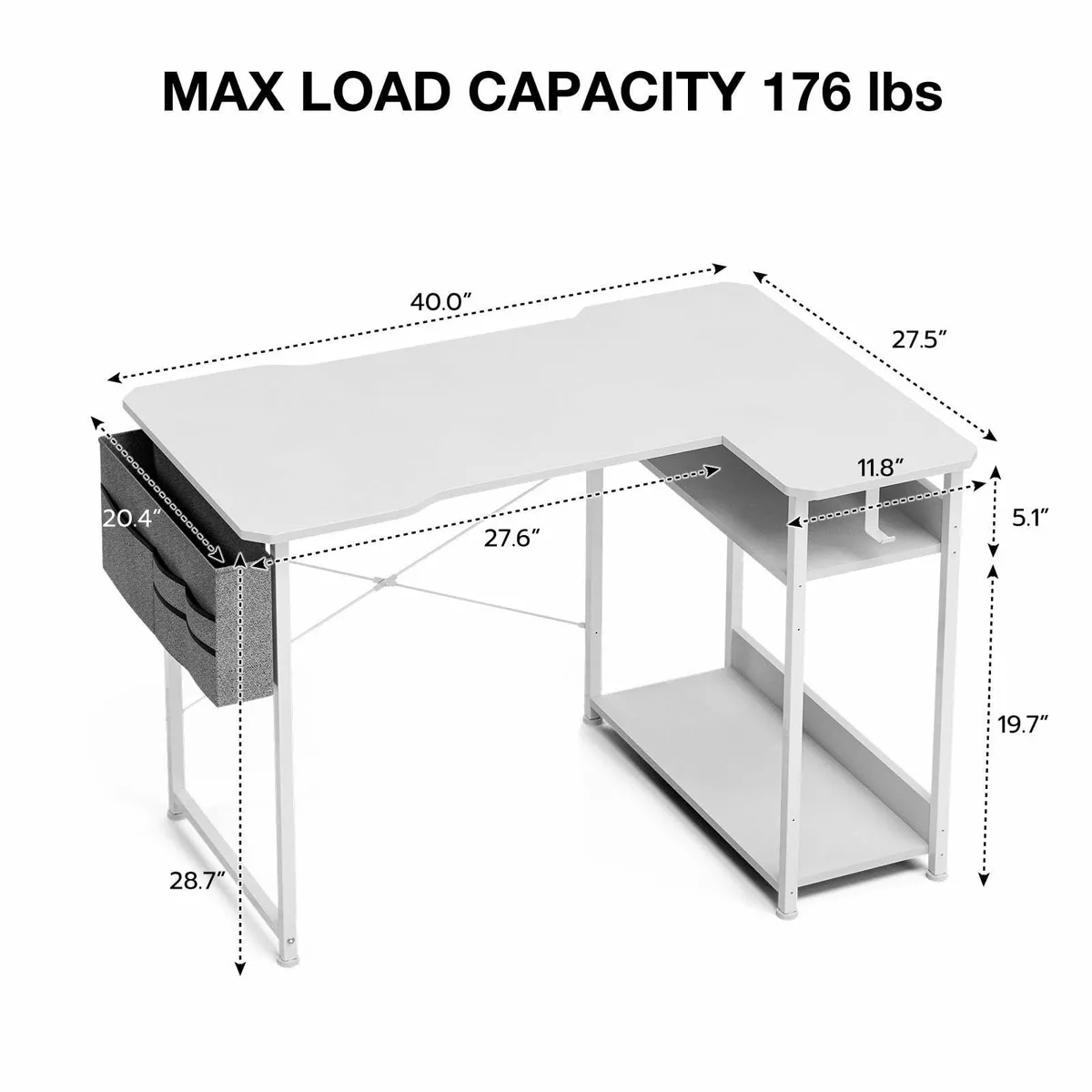 L Shaped Gaming Desk 100x70CM Computer with - Image 3