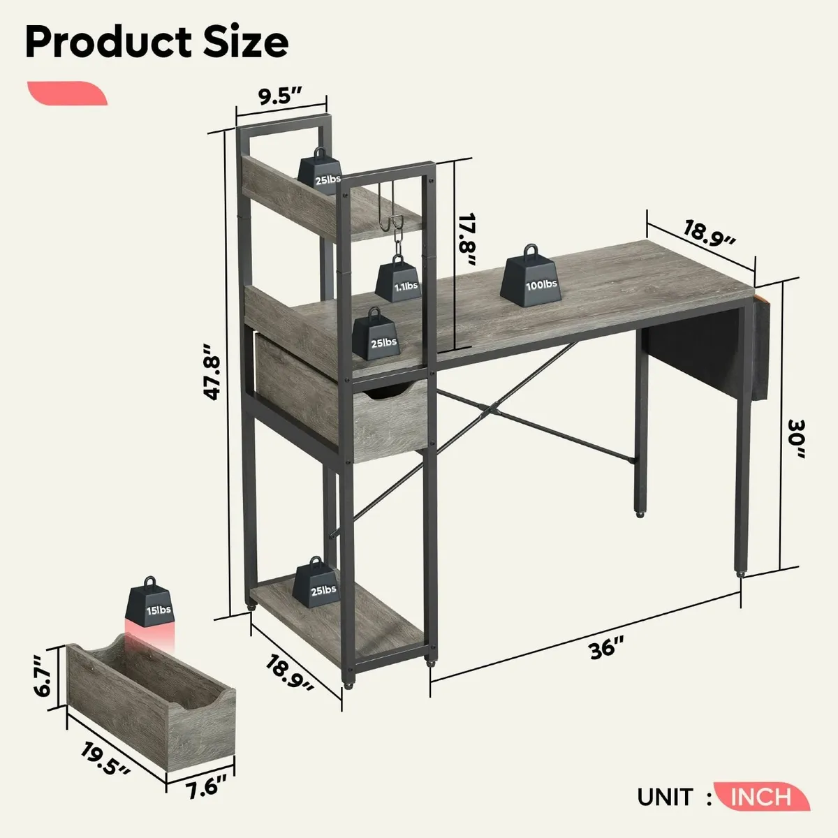 Computer Desk with Storage Shelves 120CM Corner - Image 3