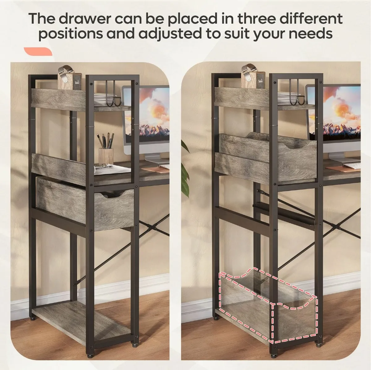 Computer Desk with Storage Shelves 120CM Corner - Image 4