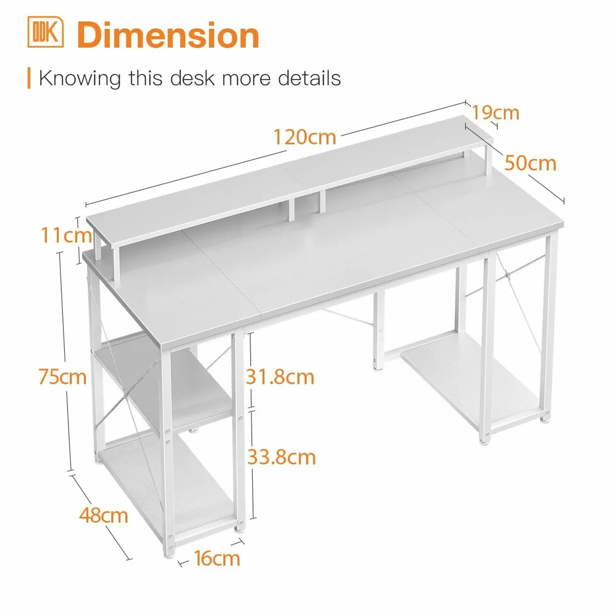 Computer Desk With Monitor Stand 120 x 50 cm - Image 3