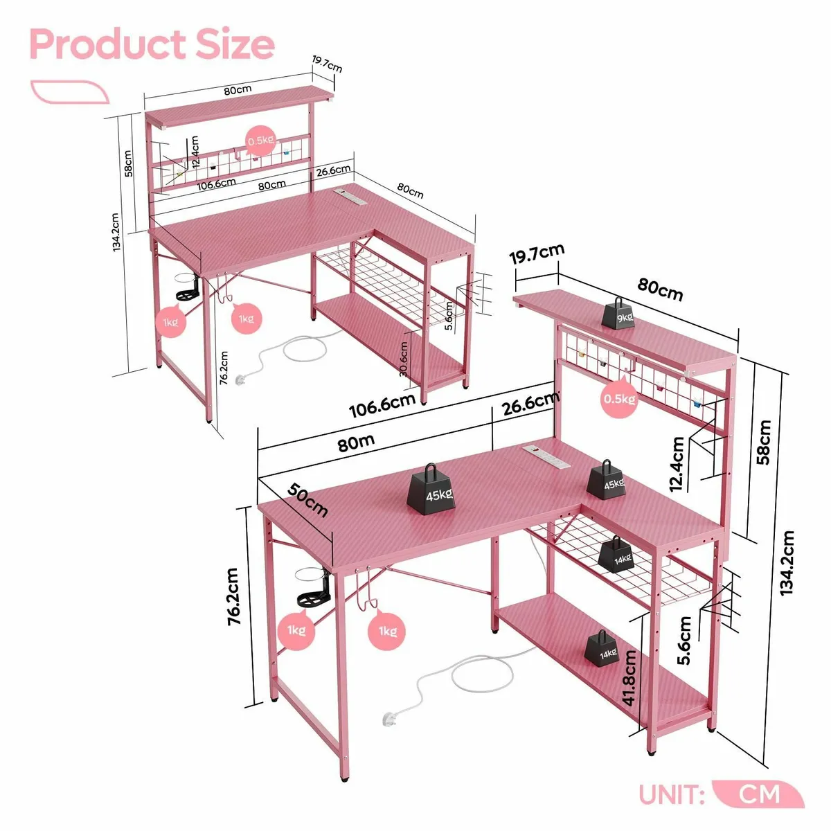 L-Shaped Gaming Desk with Power Outlets LED - Image 3