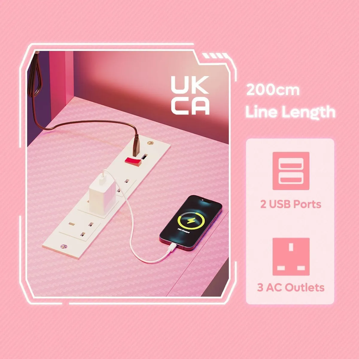 L-Shaped Gaming Desk with Power Outlets LED - Image 4