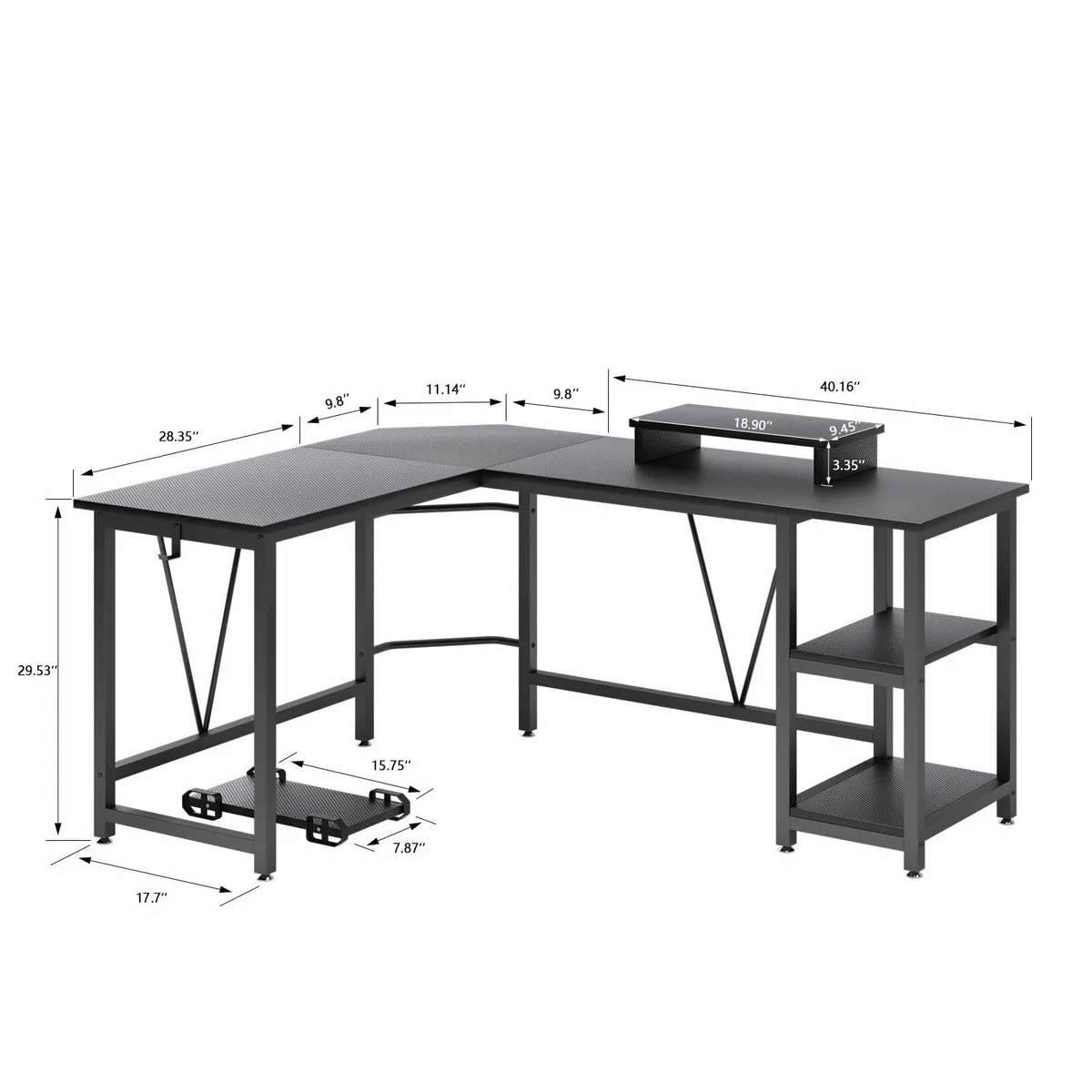 Computer desk L-shaped with 2-Layer Shelves Large - Image 3