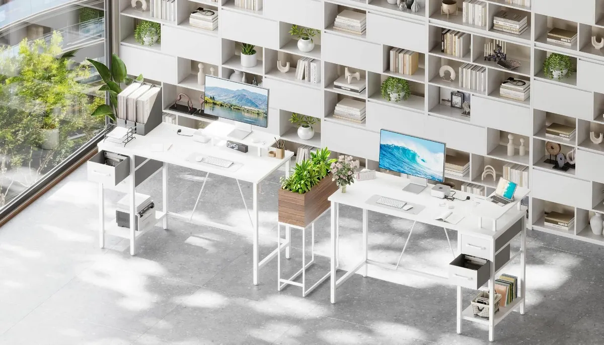 Computer Desk with Drawers Power Outlets 120 cm - Image 2