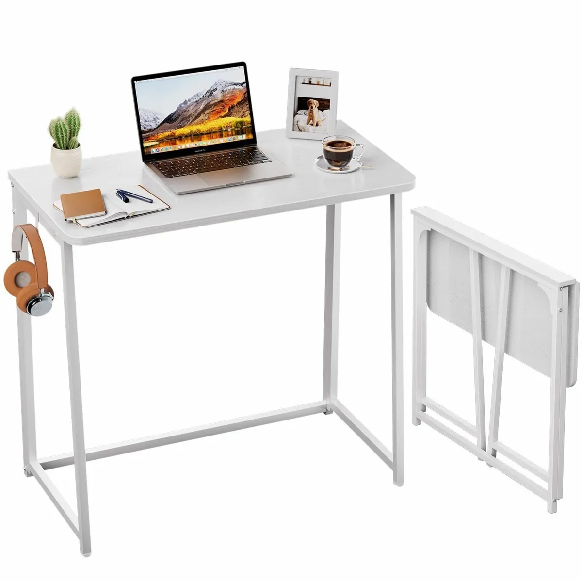 Folding Desk 80cm Small for Spaces Easy Assemble - Image 1