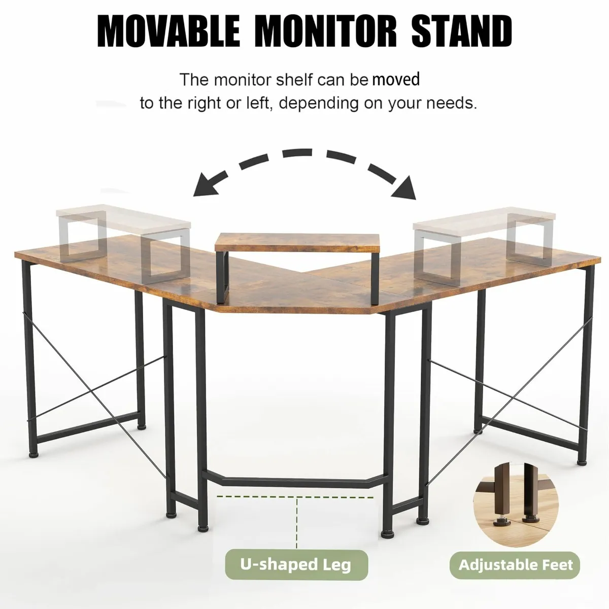 Corner Desk 50 L Shaped Gaming with Removable - Image 3