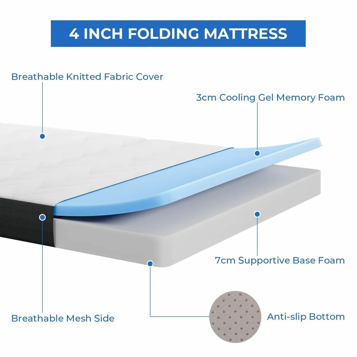 Folding Mattress Small Single 10CM Gel Memory - Image 4