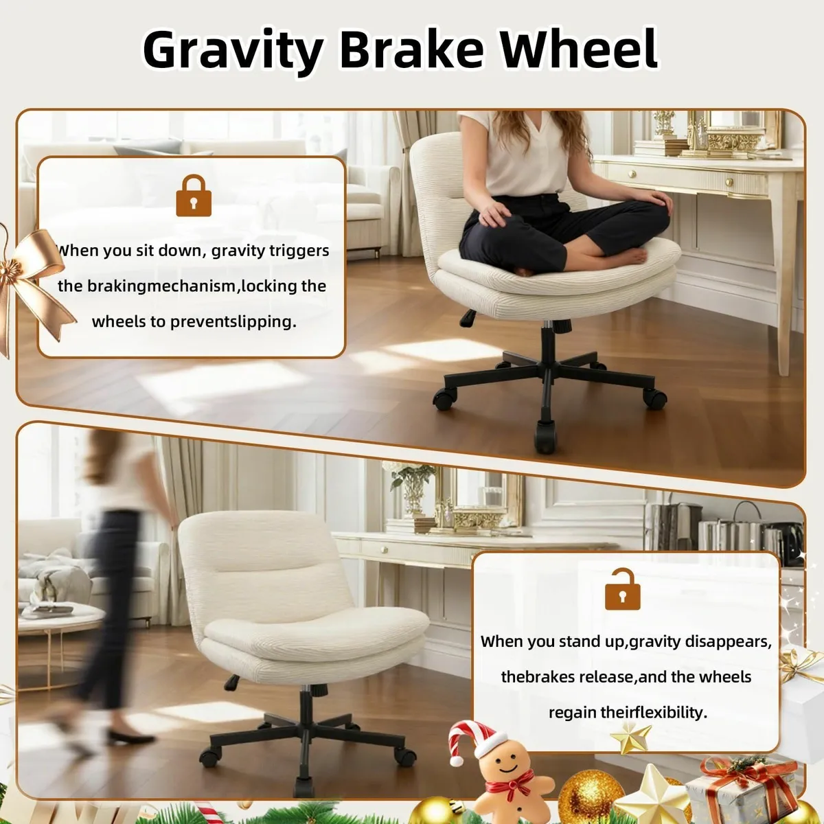 Ergonomic Office Chair Velvet Desk with Gravity - Image 3